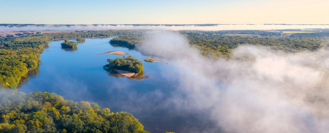Freshwater lake surrounded by trees