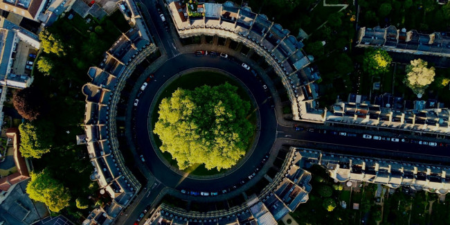 Circular roundabout in a city