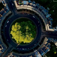 Circular roundabout in a city